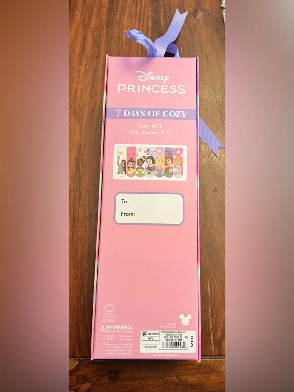 Disney Princess Girls Cozy Socks - Pink, Red, Yellow, Purple
